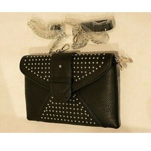 K.Carroll Silver Studded Clutch Crossbody Purse NWT 3 RFID protected cardholders
